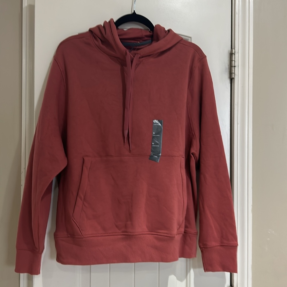 Zip Front Pocket Men's Red Hoodie Sweater